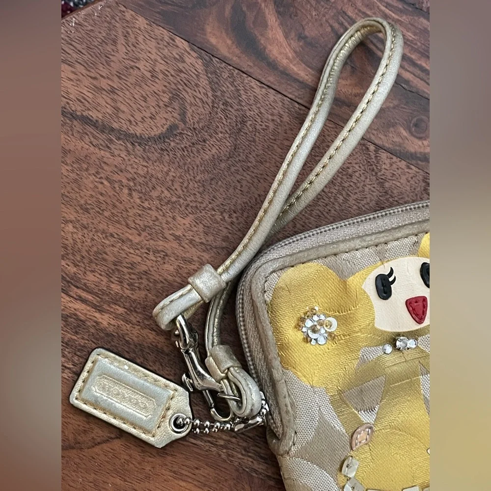 Coach Poppy Chan Goldy Wristlet with Box